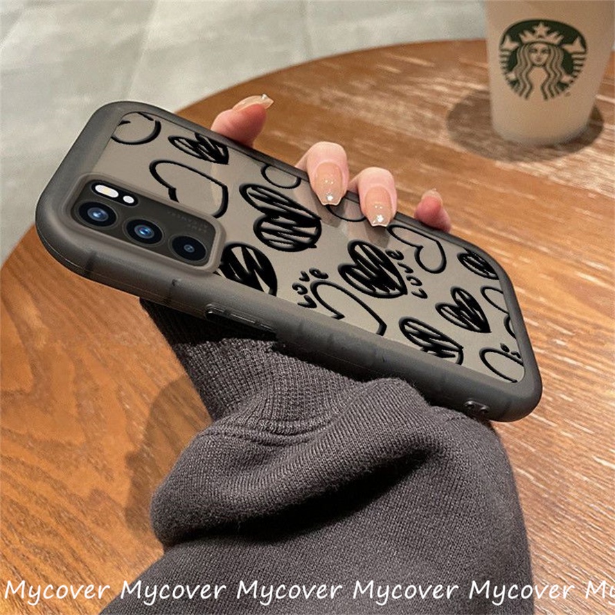 Ốp Điện Thoại Silicon Mềm Họa Tiết Trái Tim Màu Trắng Đen Cho iPhone 11 13 12 14 Pro Max X XR Xs Max 6 7 8 Plus