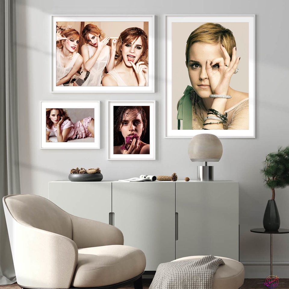 Emma Watson Poster Phim Ngôi Sao Treo Tường Trang Trí Canvas Nghệ Thuật In Lụa Cafe Ký Túc Xá Cô Gái
