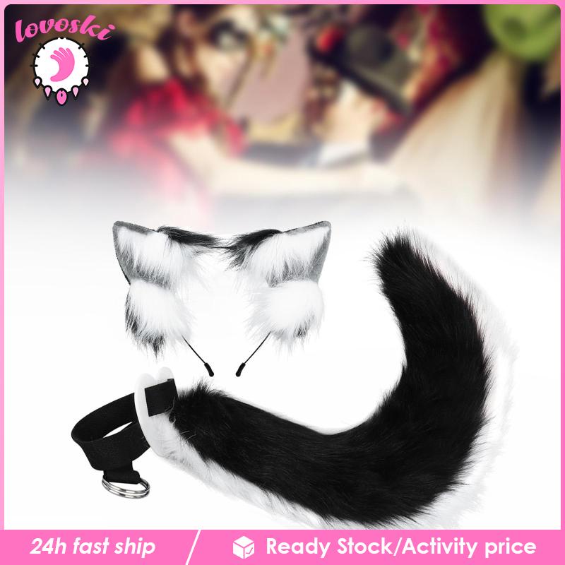 Bộ Kẹp Tóc Tai Và Đuôi Lông Giả Hóa Trang Cho Nữ