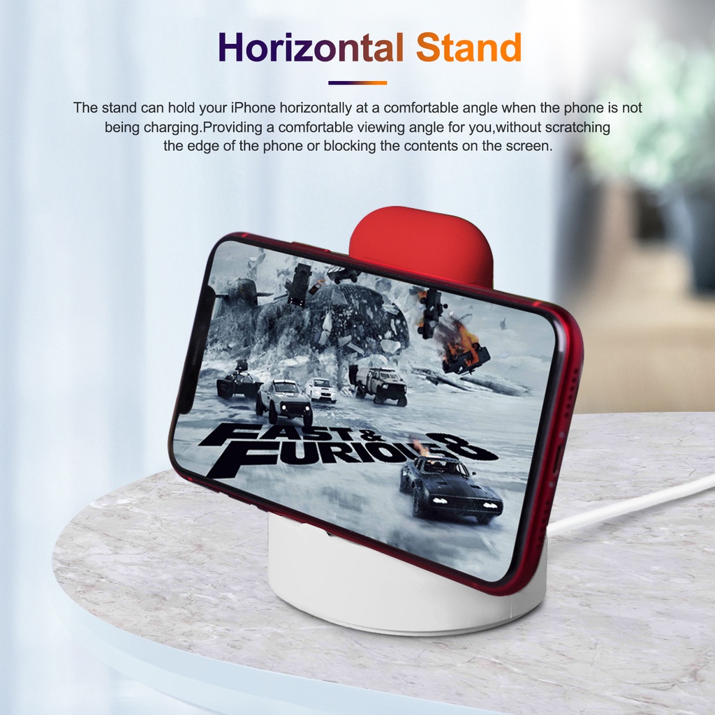 Đế Sạc Bằng Silicon 2 Trong 1 Cho IPhone 11 12 Pro Max IWatch Airpods Pro 2 3