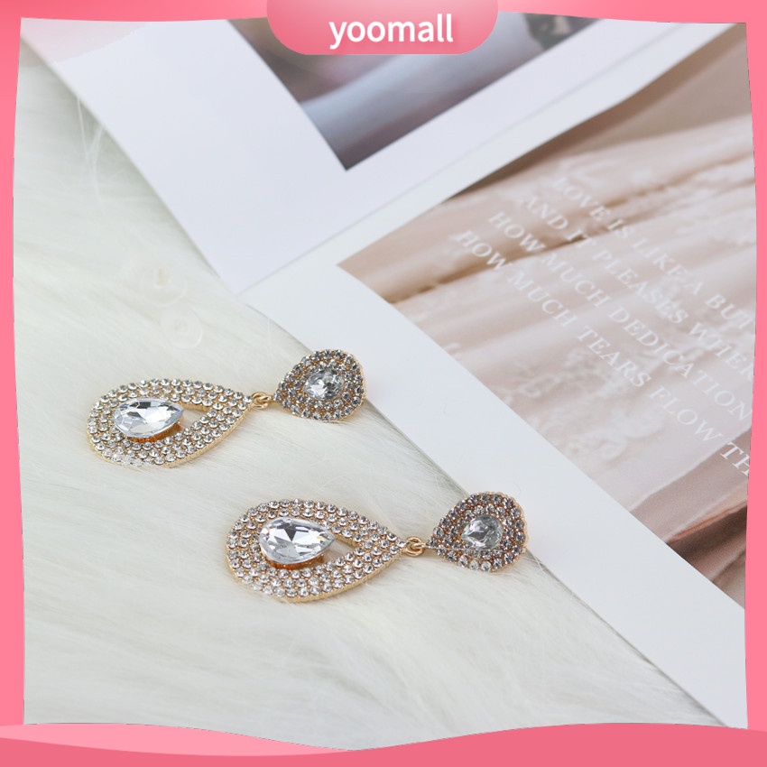 [YM] Bông Tai Xỏ Lỗ Dạng Chuỗi Hạt Kim Cương Phong Cách Âu Mỹ Cho Nữ