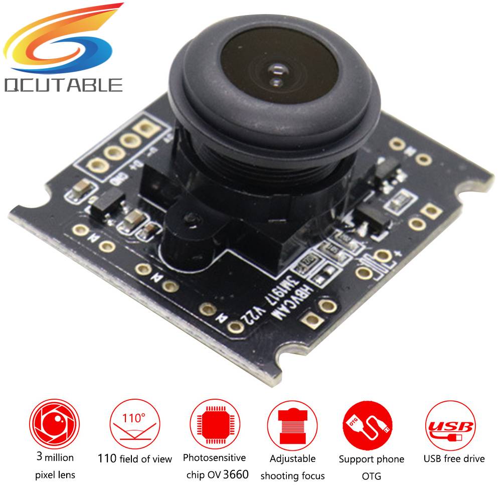 Mô Đun Camera OV3660 3MP USB Góc Rộng 110 / 2.1mm Cho Điện Thoại