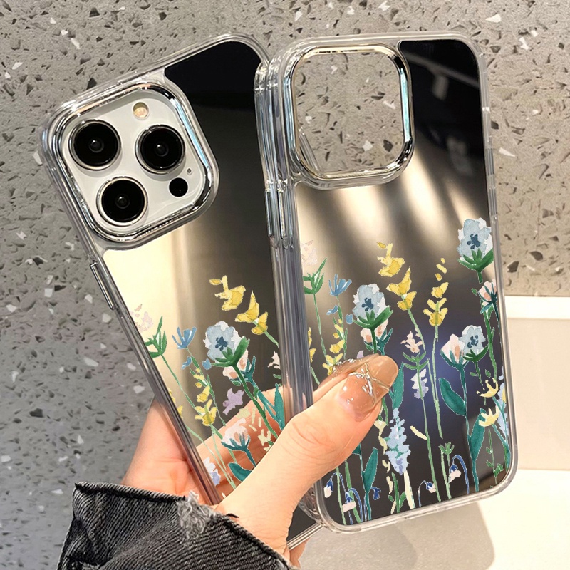 Ốp Điện Thoại Tráng Gương Họa Tiết Hoa Màu Nước Cho IPhone 11 12 13 14 12Pro 13Pro 14Pro Pro Max XR X XS Max