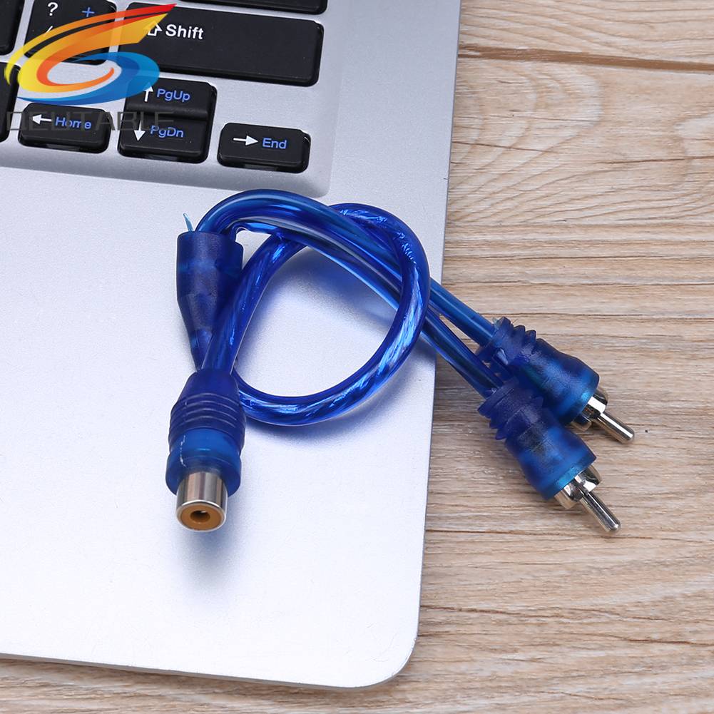 1 Cáp Âm Thanh 30cm 2 RCA Male Sang 1 RCA Female Bằng Nhôm Đồng Cho Xe Hơi