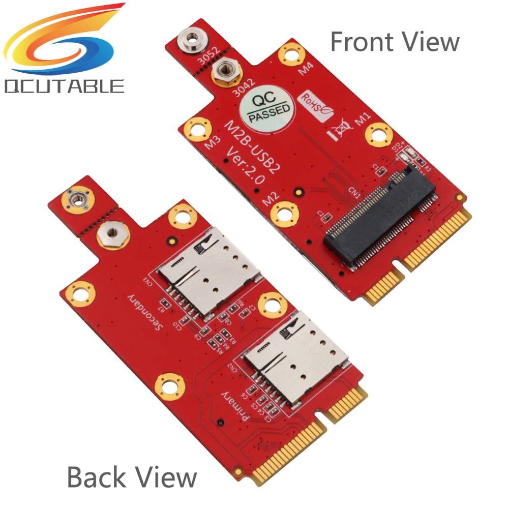Thẻ SIM Điện NANO M.2 Key B Sang Mini PCIe w / 2 Cho Mô-Đun 3G 4G 5G