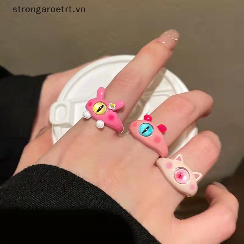 Nhẫn Cưới Dạng Hở Hình Mắt Mèo Màu Xanh Lá Dễ Thương Cho Cặp Đôi