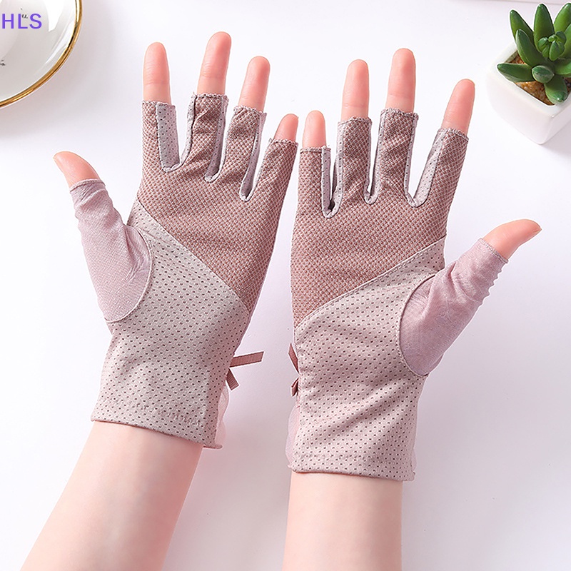 1 Cặp Găng Tay Lụa Lạnh Chống Tia UV Bảo Vệ Móng Tay