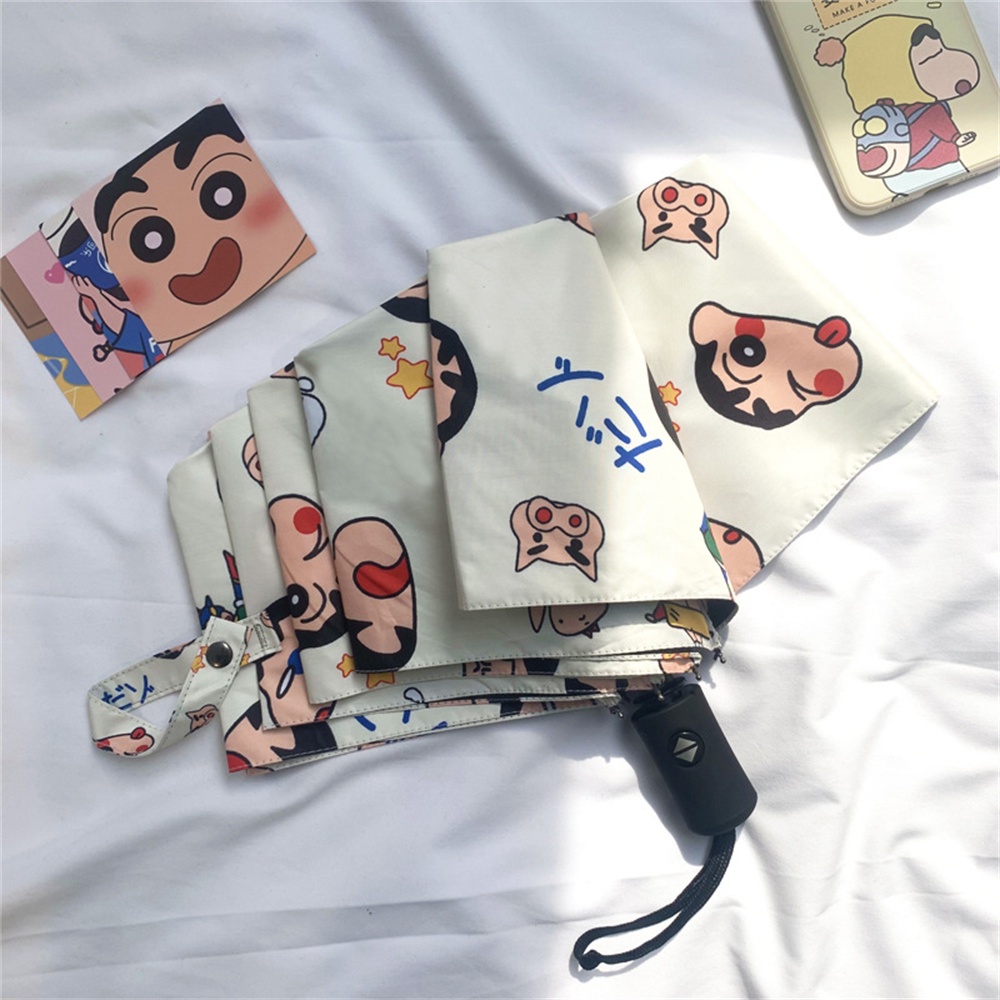 Dù Che Mưa Nắng Tự Động Chống Tia Cực Tím In Họa Tiết Hoạt Hình Cậu Bé Bút Chì Shin-chan Đáng Yêu