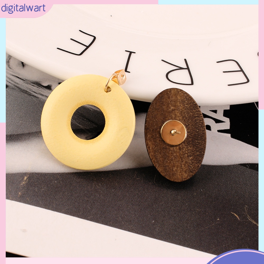 [DG] Bông Tai Dáng Dài Bằng Gỗ Hình oval Phong Cách retro Thời Trang Dễ Phối Đồ Dành Cho Nữ