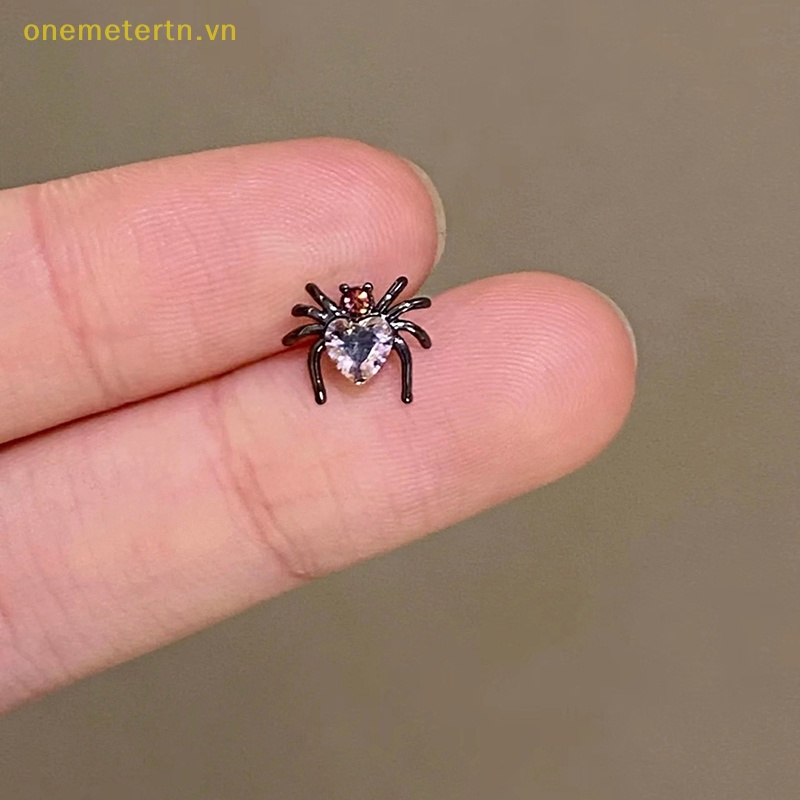 1 Đôi Khuyên Tai Xoắn Ốc Hình Nhện / Trái Tim Đính Đá Zircon Thời Trang Cho Nữ