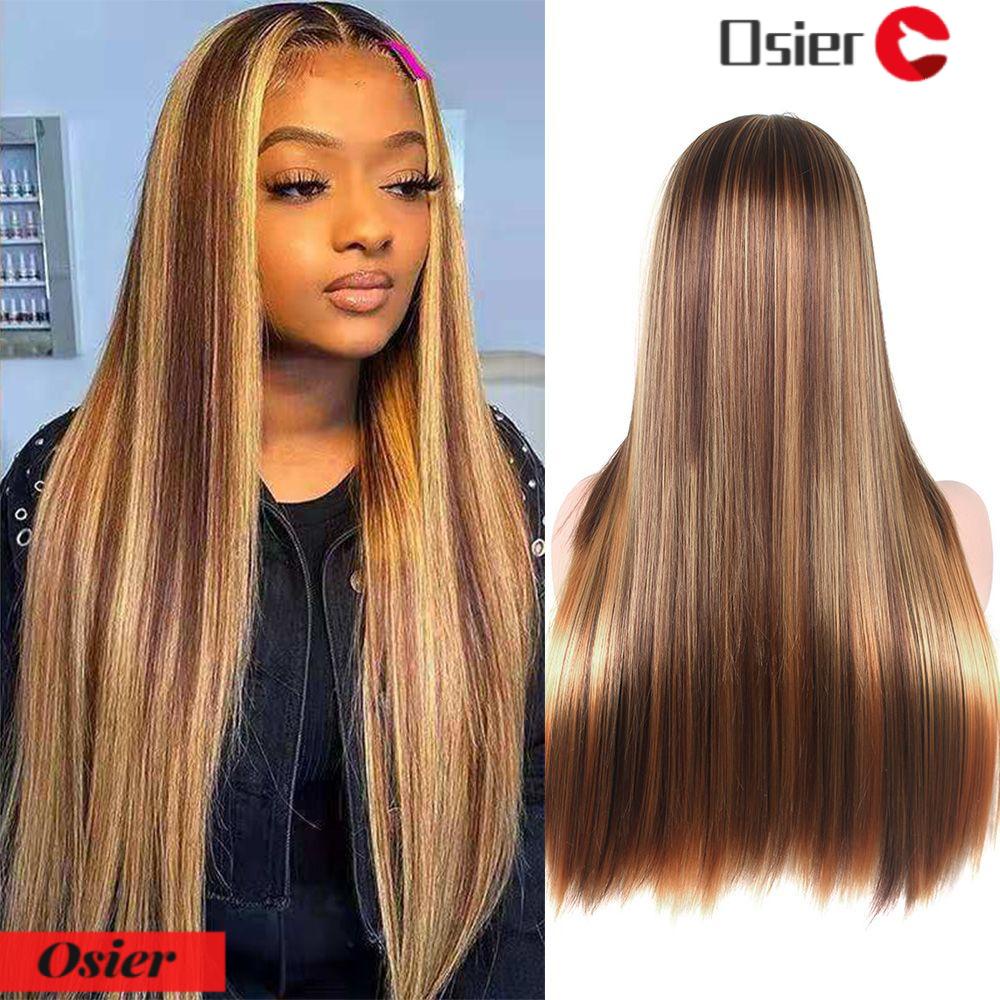 OSIER1 Bộ Tóc Giả Dài Thẳng Dày Chịu Nhiệt Độ Cao Thời Trang Cho Nữ