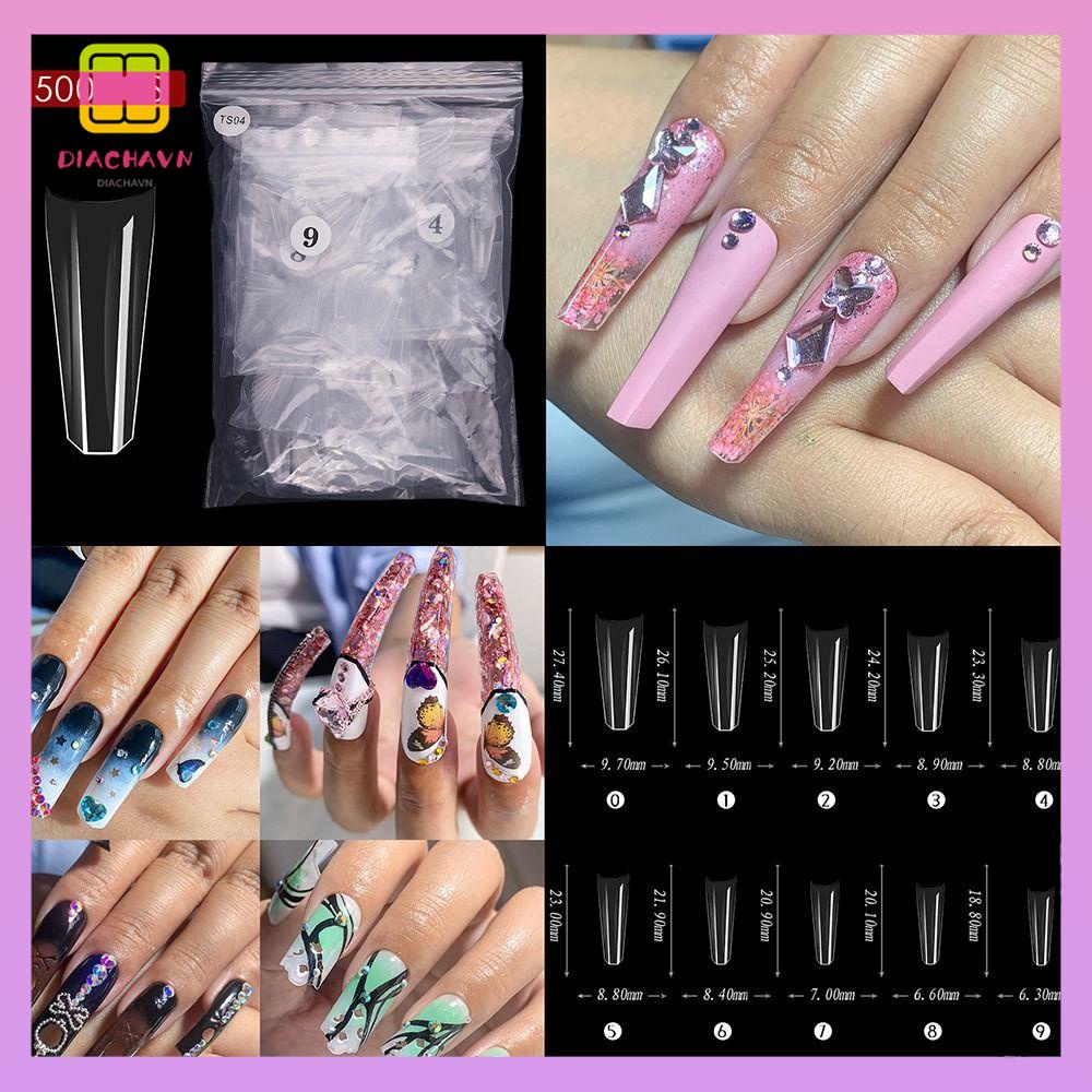DIACHAVN Bộ Móng Tay Giả Bằng Acrylic Trong Suốt Nhiều Kích Thước Khác Nhau Cho Nữ
