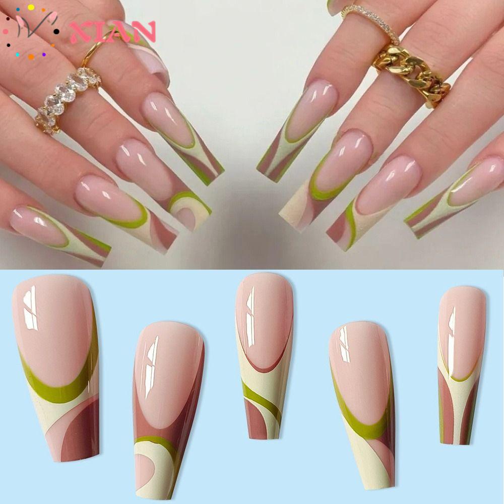 XIANTIN Bộ 24 Móng Tay Giả Che Phủ Toàn Diện Trang Trí Nghệ Thuật