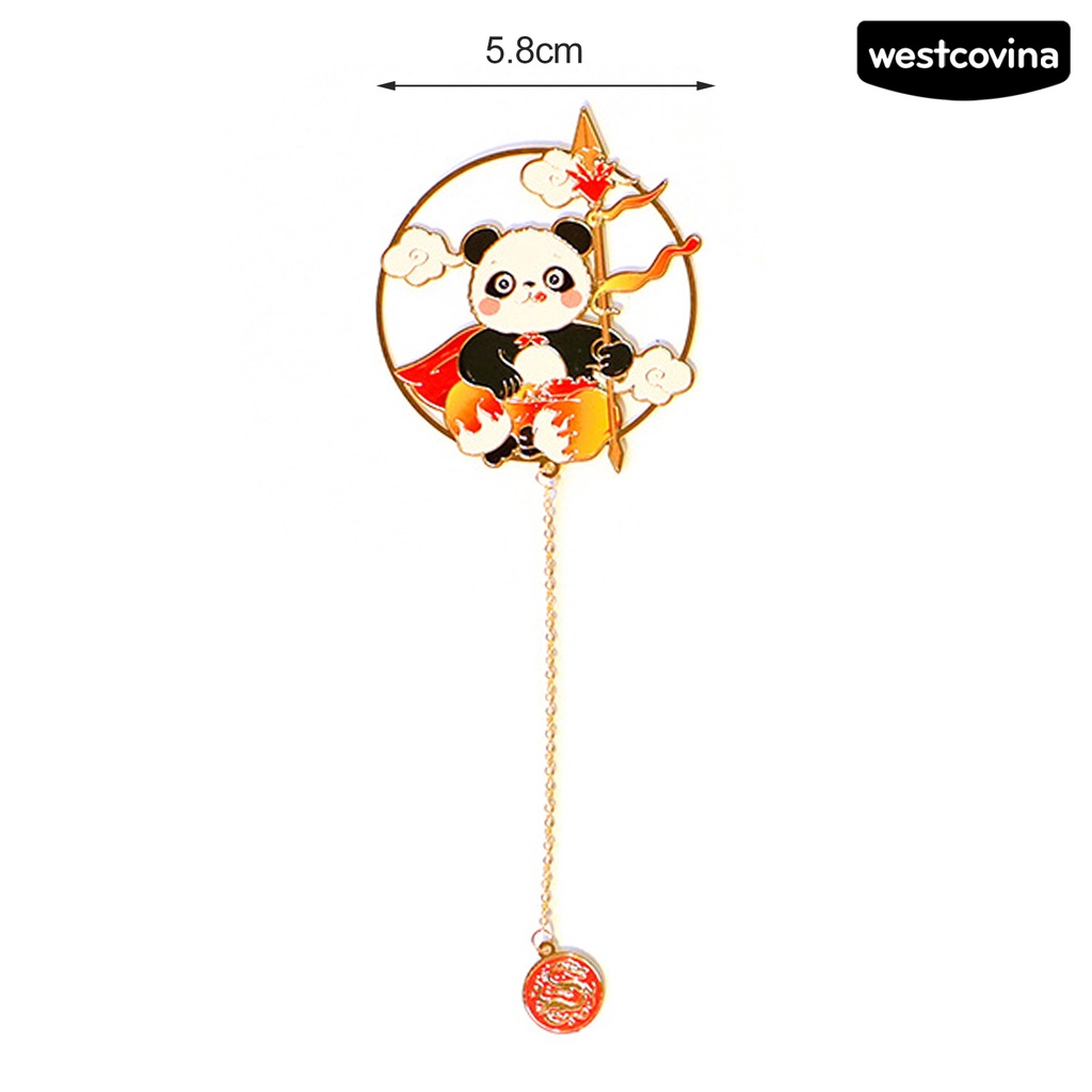 [WSTN]✎Thẻ Đánh Dấu Trang Sách Hình Gấu Trúc Hoạt Hình Mạ Điện Phối Tua Rua Phong Cách Trung Hoa Cổ Điển