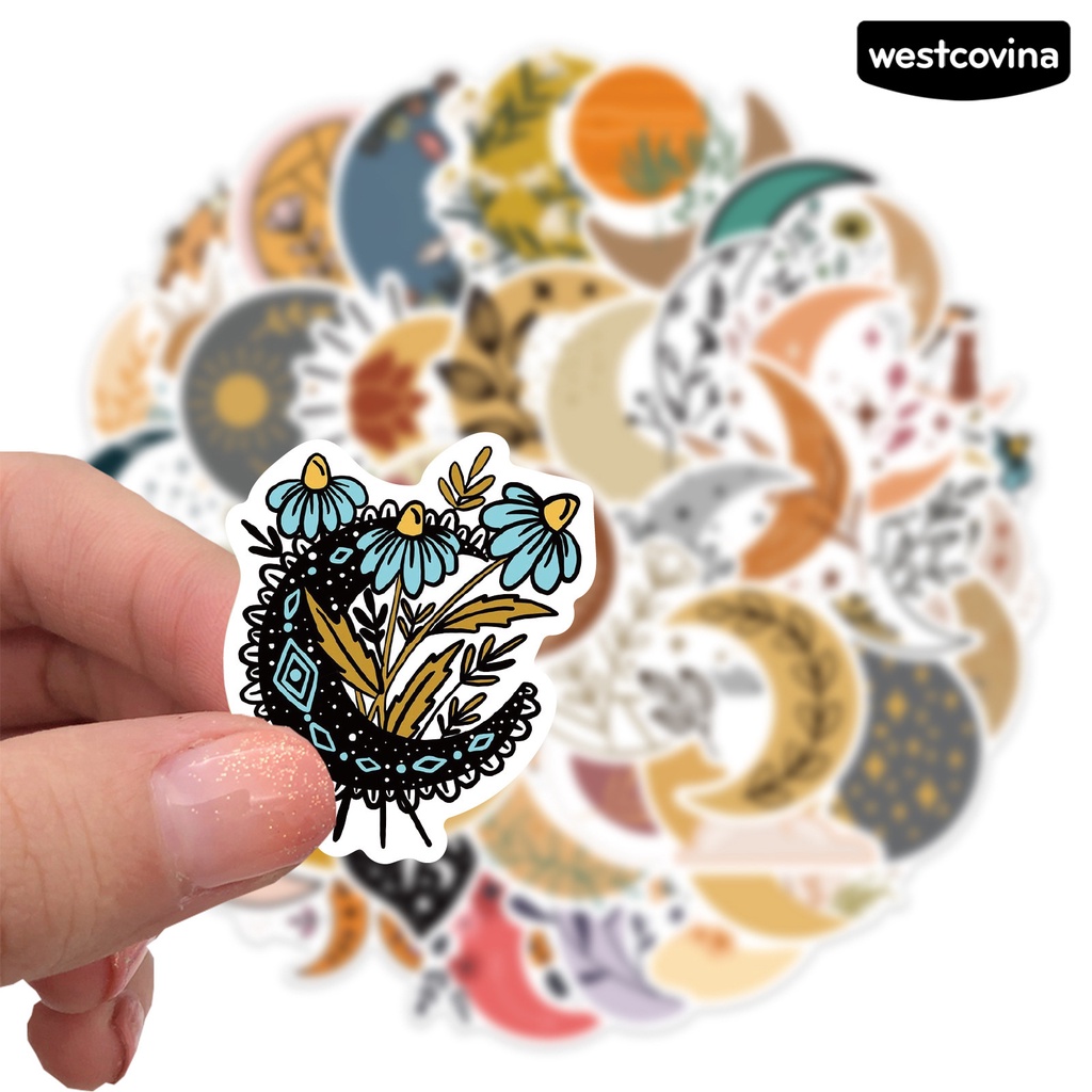 [WSTN]✎Bộ 50 Miếng Dán Tự Dính Hình Mặt Trăng Và Động Vật Trang Trí