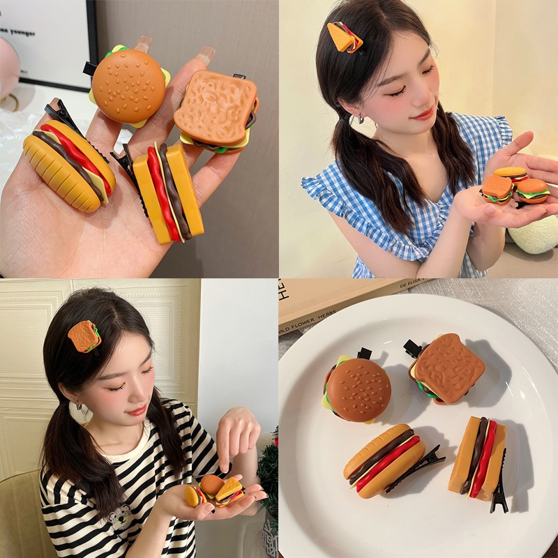 Haimeikang Kẹp Tóc Mini Hình Thức Ăn Vui Nhộn Dễ Thương Cho Bé Gái