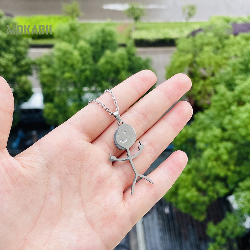 Vòng cổ Bằng Thép Không Gỉ Mạ Điện Họa Tiết Hình Học Vui Nhộn Thời Trang Cho Nam Và Nữ