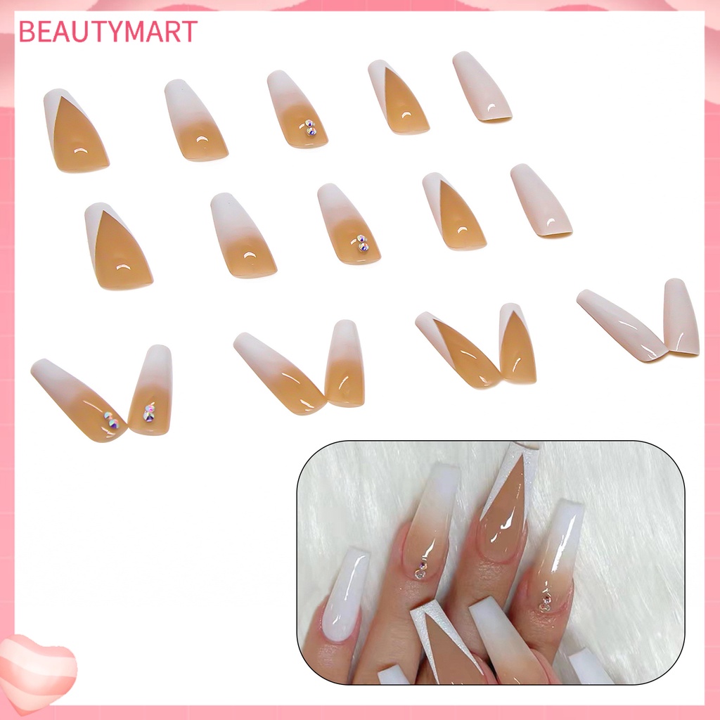 1 Bộ Móng Tay Giả Dạng Nhấn Kèm Keo Dán Có Thể Tháo Rời Cho Salon