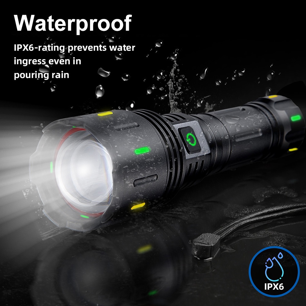 Đèn Pin LED laser Trắng Siêu Sáng Hình Chữ C Chống Thấm Nước IPX6 Có Thể Sạc Lại