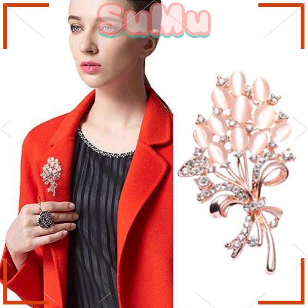 Set 2 Ghim Cài Áo Hợp Kim Màu Vàng Hồng Đính Đá Dành Cho Nữ