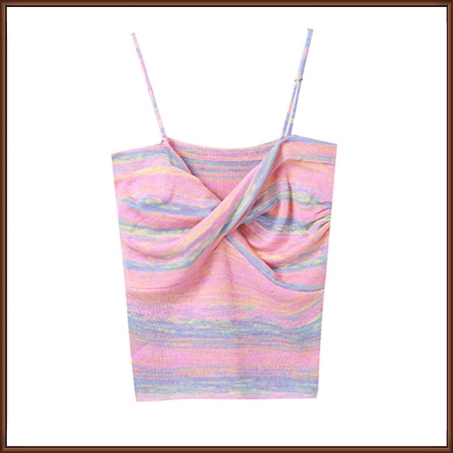 Áo Croptop Sát Nách Màu Sắc Tương Phản Thiết Kế Thoáng Khí Thời Trang Quyến Rũ Cho Nữ