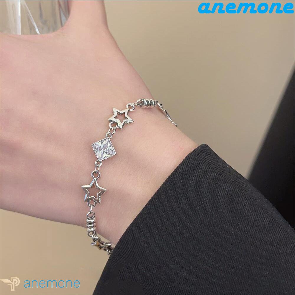 Vòng Tay Hợp Kim Y2K Đính Đá Hình Ngôi Sao Thời Trang Hàn Quốc Có Thể Điều Chỉnh