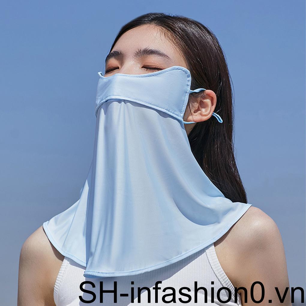 Khẩu Trang Chống Nắng Bằng Lụa Lạnh Thoáng Khí Nhanh Khô Bảo Vệ Mắt Khỏi Tia UV