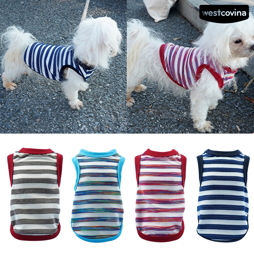 [COD]♞Áo Thun Cotton Siêu Mềm Họa Tiết Sọc Màu Sắc Sống Động Dễ Phối Đồ Cho Thú Cưng