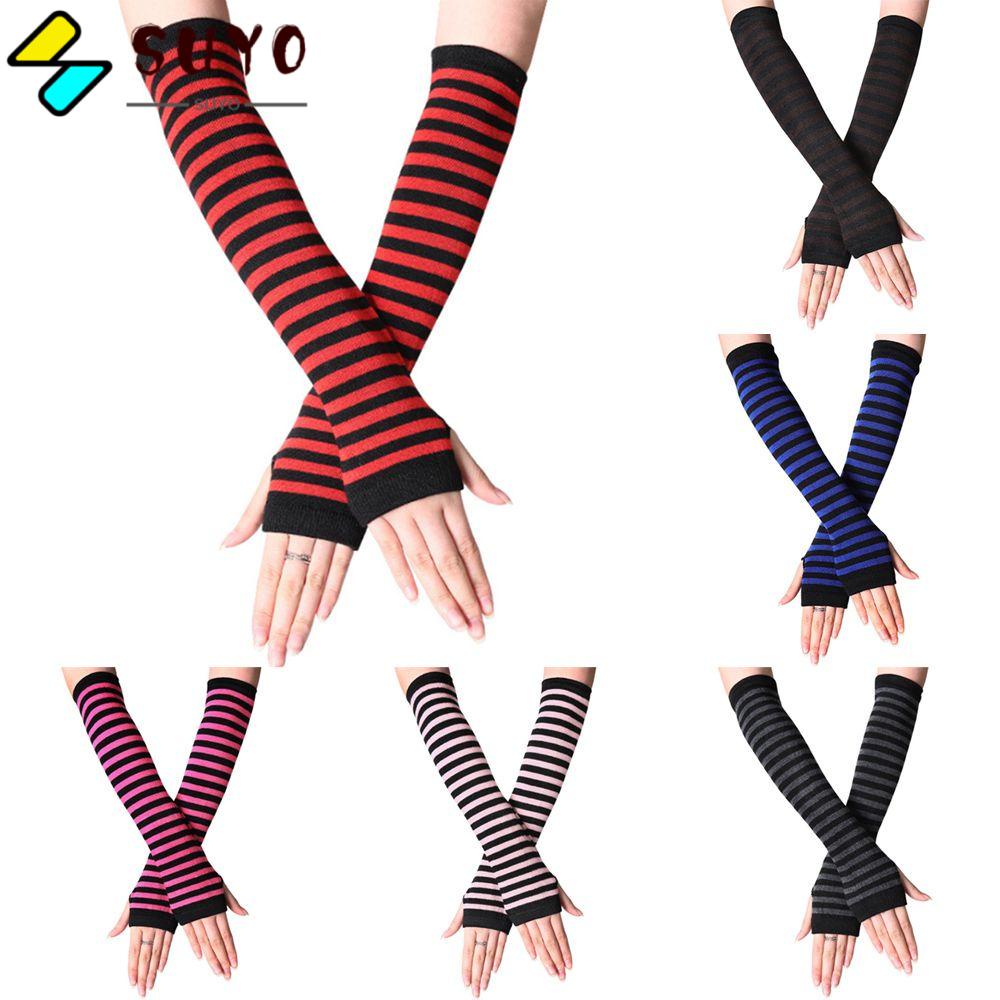 SUYO Găng Tay Cotton Dài Hở Ngón Cho Nữ