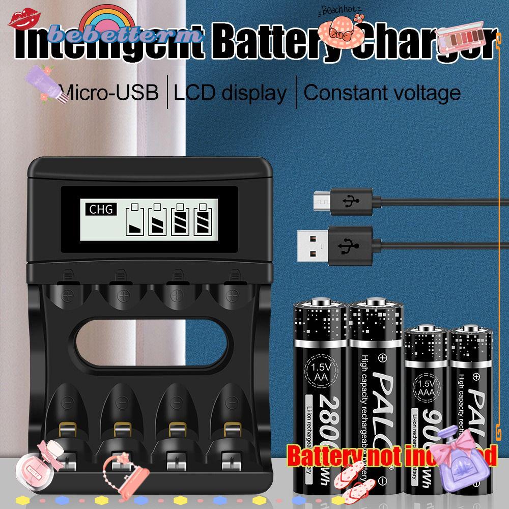 BEBETTERM Cục Sạc Nhanh Thông Minh Ổn Định Với Màn Hình LCD Cho Pin AA AAA 1.5V