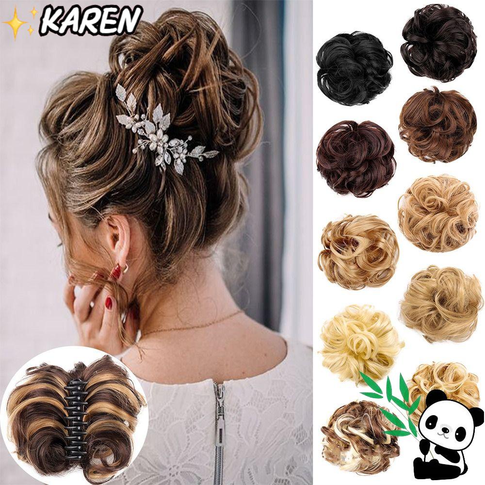 KAREN Búi Tóc Giả Xoăn Bằng Sợi Tổng Hợp Thời Trang