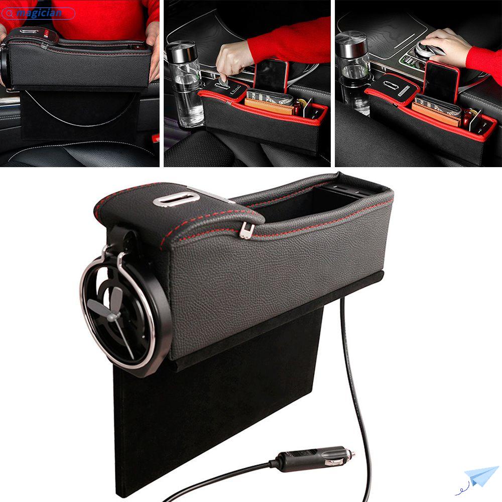 MAG Hộp Da PU Đựng Đồ 2 Cổng Sạc USB Chống Trượt Thông Dụng Sắp Xếp Gọn Gàng Cho Xe Hơi