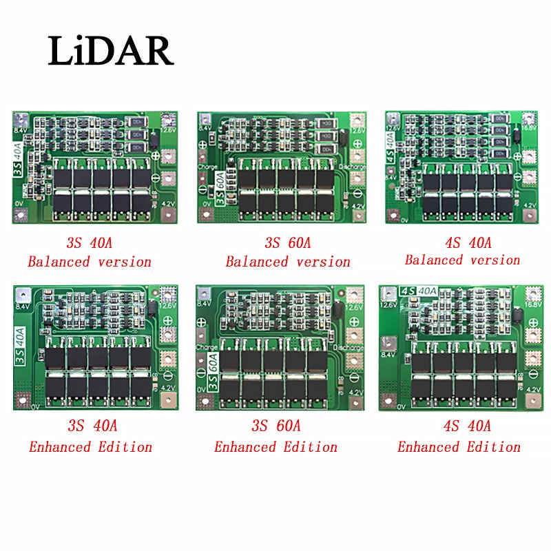 Bảng Mạch Bảo Vệ Bộ Sạc Pin Lithium 3S / 4S 40A 60A Li-ion 18650 BMS Cho Động Cơ Khoan 11.1V 12.6V / 14.8V 16.8V