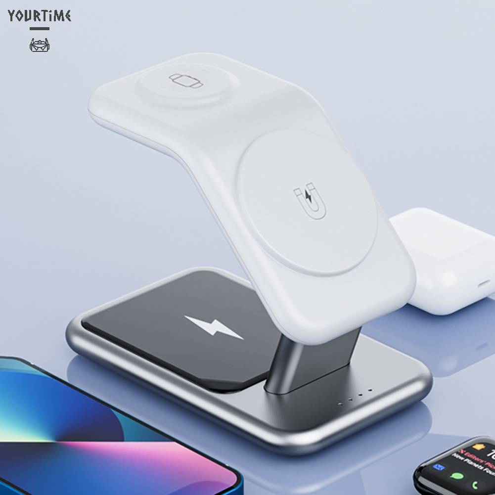 Đế Sạc Nhanh Không Dây 15W 1M 3 Trong 1 Có Nam Châm Cho Điện Thoại / Đồng Hồ Thông Minh