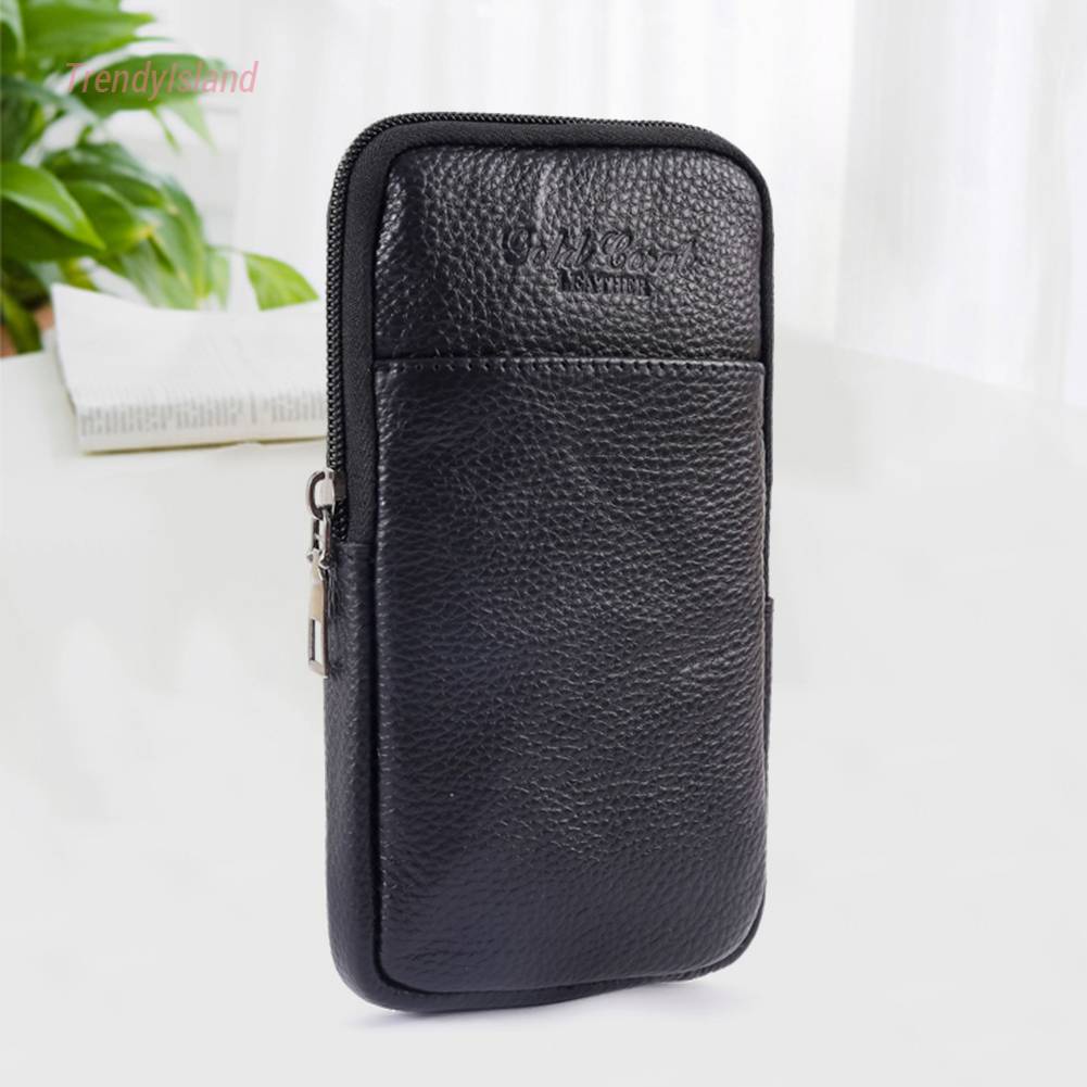 Túi Da Bò Đựng Điện Thoại Cỡ Nhỏ Màu Trơn Đeo Hông Vintage Cho Nam