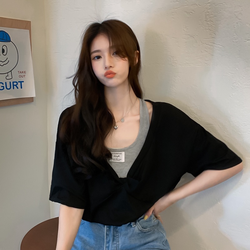 NZN Áo Thun Tay Ngắn Giả Hai Lớp Mẫu Mới Thời Trang Mùa Hè Dành Cho Nữ