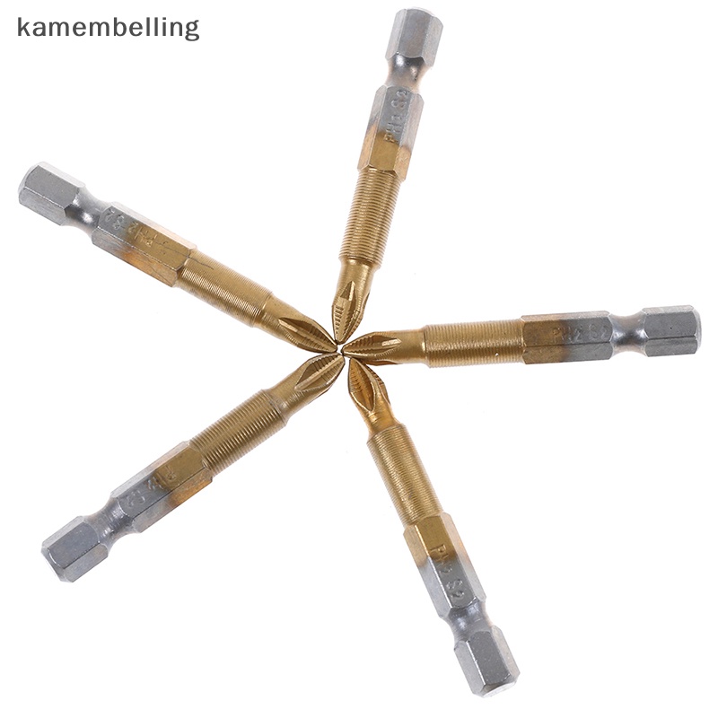 Kamembelling Bộ 5 Mũi Tuốc Nơ Vít Lục Giác PH2 Phủ Titan Bền Chống Trượt 50mm EN