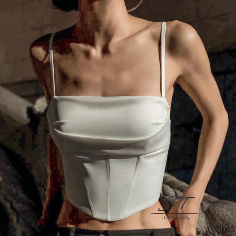 Áo Tank Top Hai Dây Cổ Vuông Viền Độc Đáo Phong Cách Đường Phố CY03