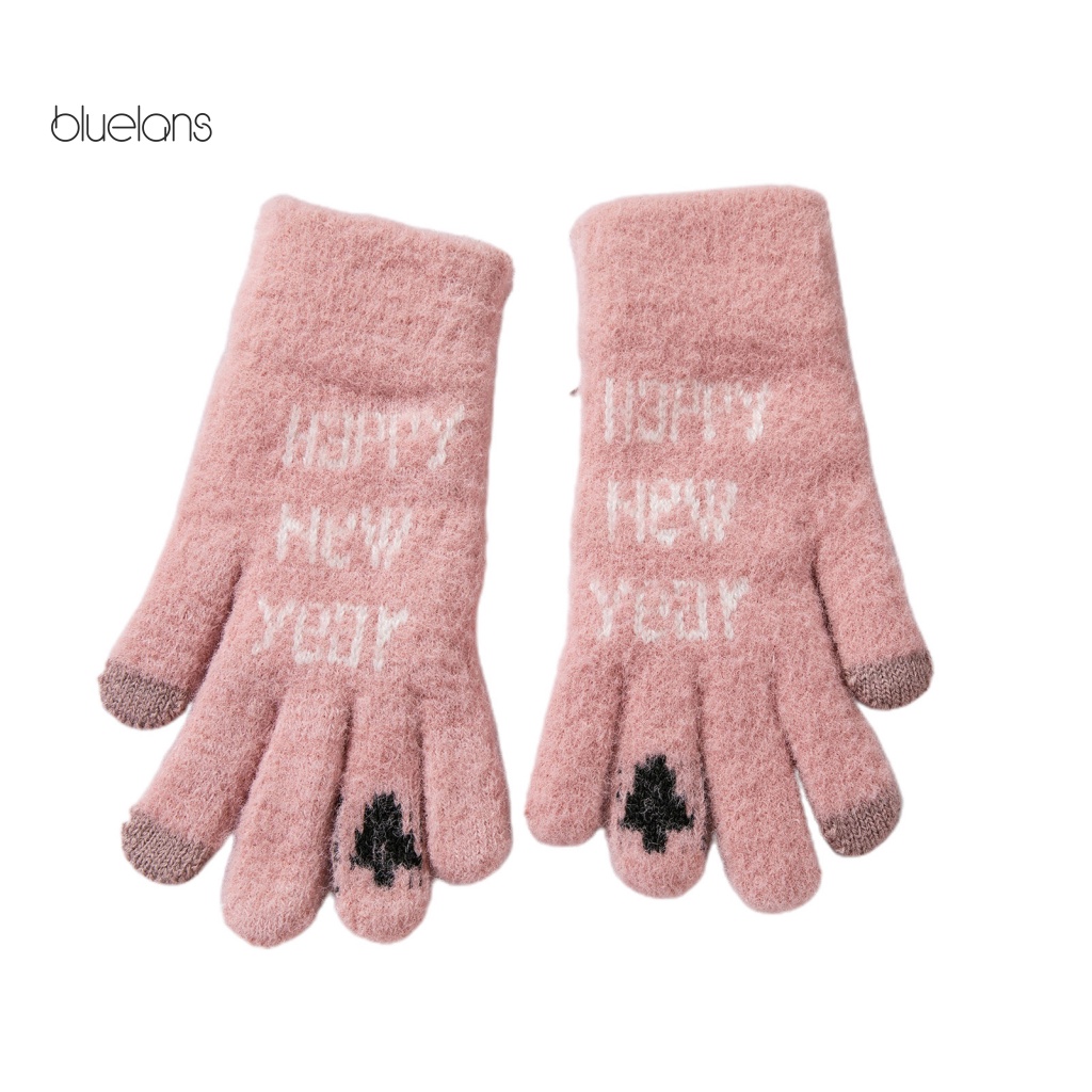 1 Đôi Găng Tay Unisex Sợi Acrylic Thêu Họa Tiết Giáng Sinh Giữ Ấm Tốt Có Thể Chạm Màn Hình Cảm Ứng
