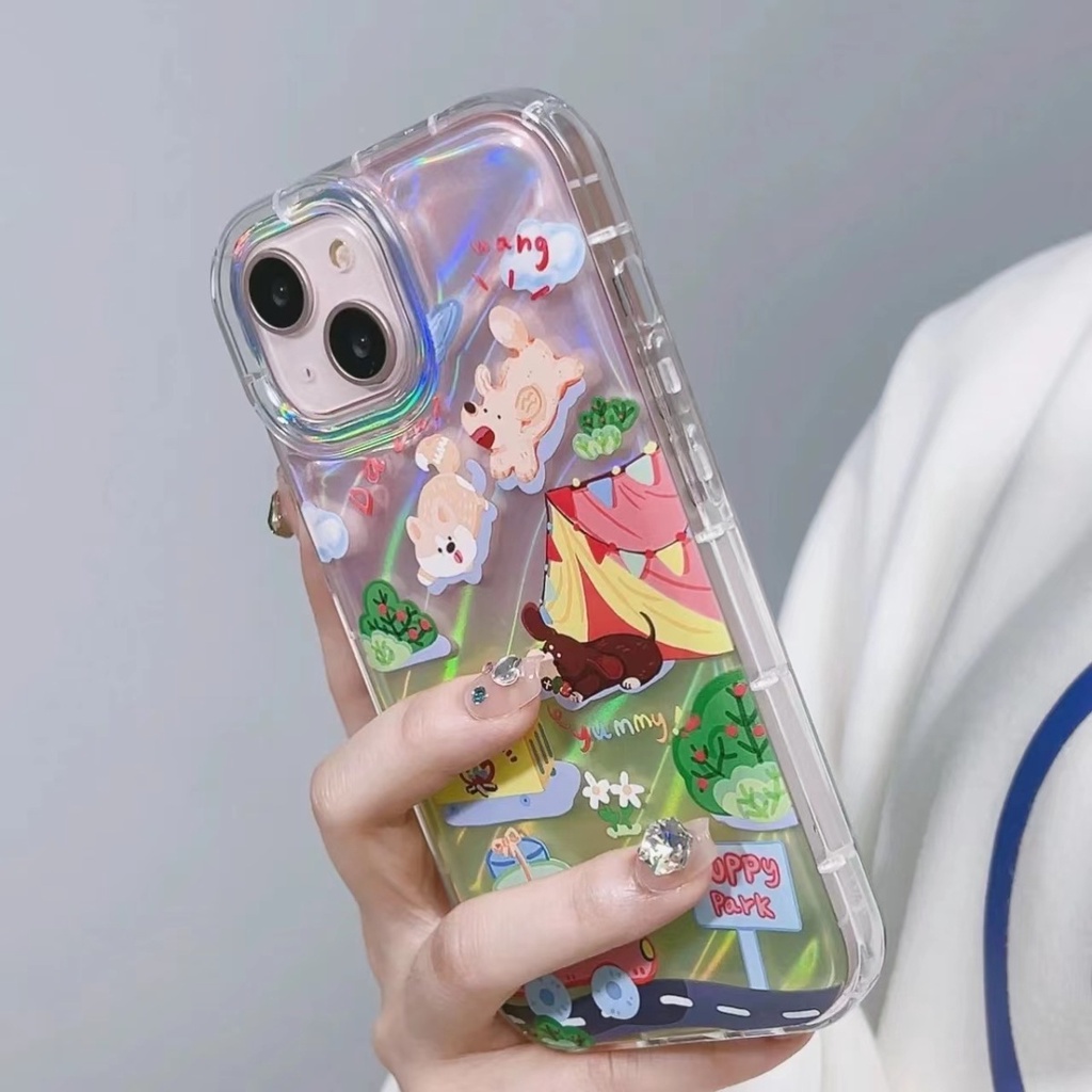 Ốp Điện Thoại Dẻo Họa Tiết Cô Gái / Chú Chó Dễ Thương Chống Sốc Cho iPhone14pro11xr 678 13xs 12