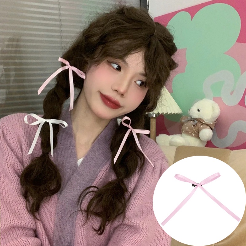 Kẹp Tóc Nơ Ruy Băng Mỏng Vô Hình Màu Kẹo Ngọt Thời Trang Mới Cho Nữ