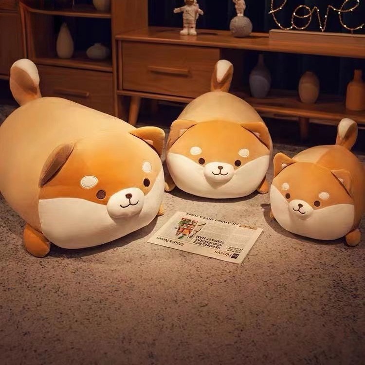 Panda~Đồ chơi nhồi bông Shiba Inu dễ thương, siêu co giãn, búp bê corgi mũm mĩm, búp bê chó siêu mềm, búp bê gối nằm, gối đồ chơi heo, quà sinh nhật 0077