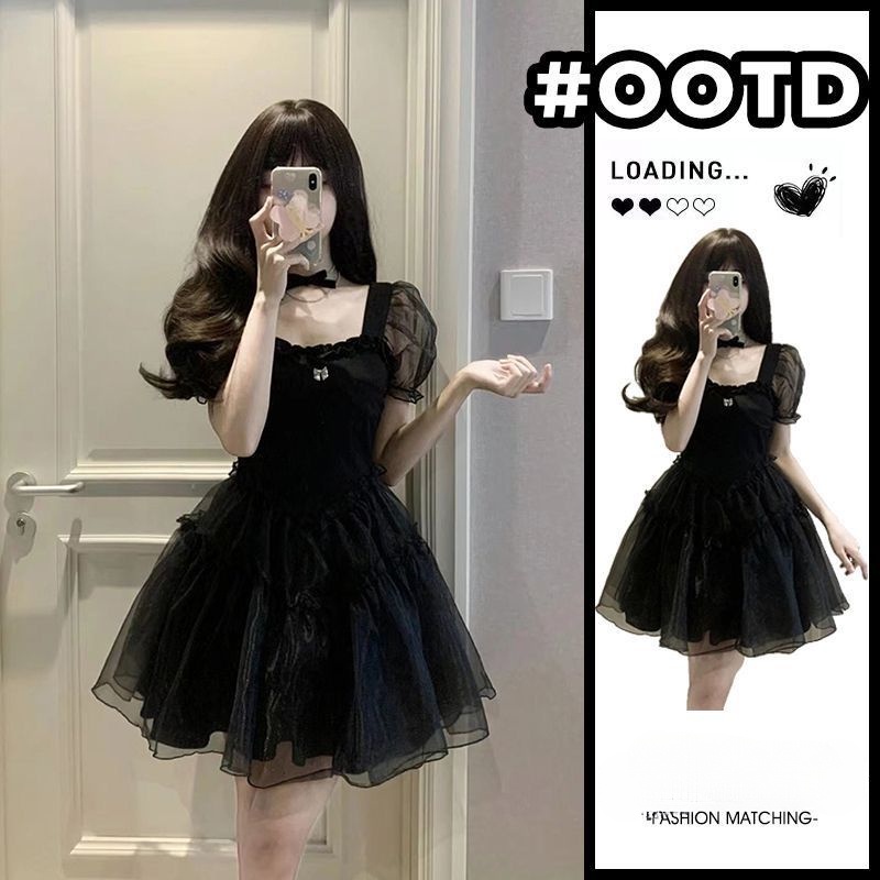 Đầm Công Chúa Dáng Ôm Tay Phồng Thời Trang Pháp Cổ Điển Cho Nữ