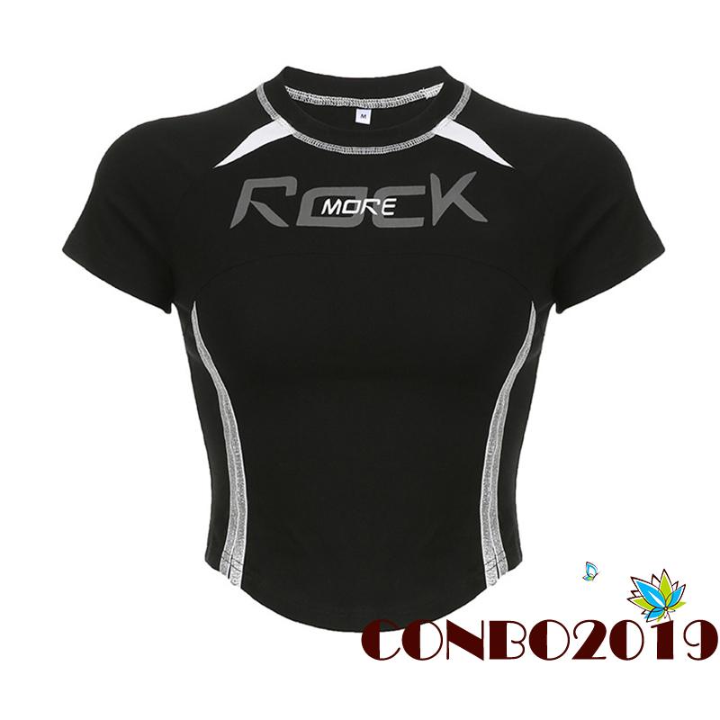 Áo Thun Tay Ngắn Cổ Tròn In Chữ Phản Quang Thời Trang Mùa Hè Cho Nữ