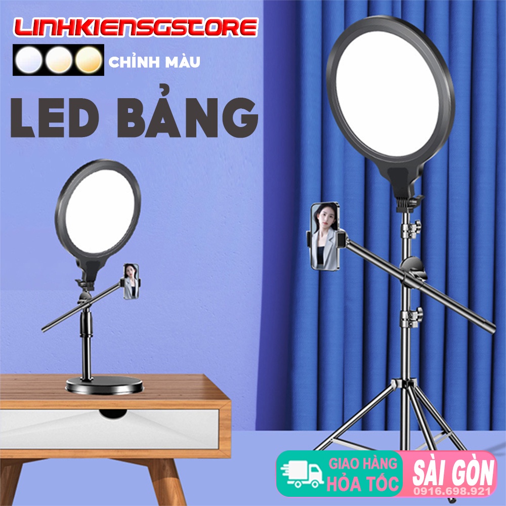 Đèn Led Bảng Hình Chảo Tròn 26CM, 35CM LiveStream Kèm Tay Ngang Kẹp Điện Thoại {{linhkiensgstore}}