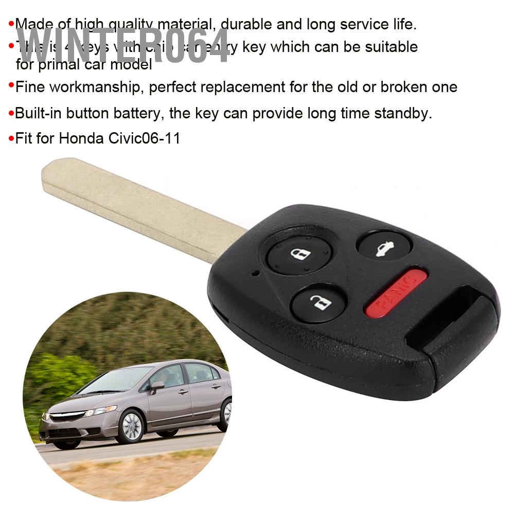 Winter064 313.8 Tần số 4 Nút nhập Chìa khóa ô tô từ xa có chip Phù hợp cho Honda Civic06-11