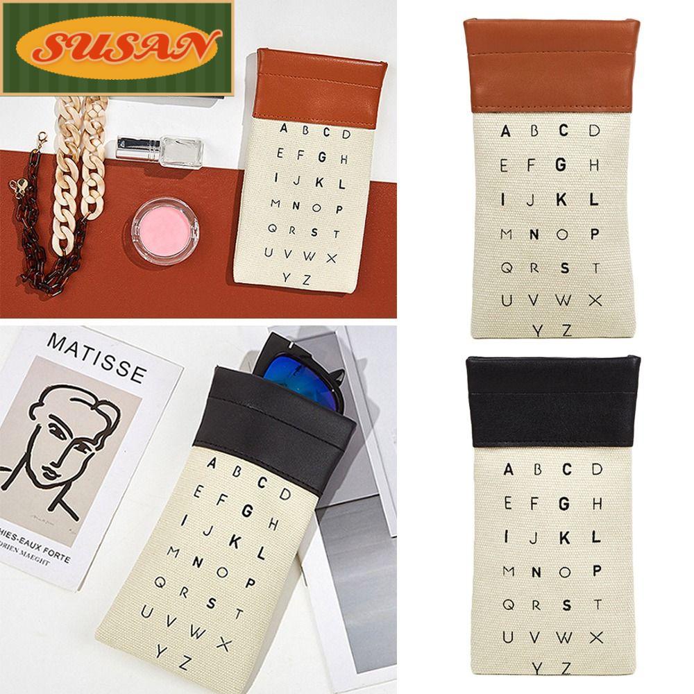 SUSANS Túi Đựng Cọ Trang Điểm / Mắt Kính Bằng Da canvas In Chữ Shrapnel Nhỏ Gọn Ốp