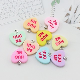 Tự làm phụ kiện trang sức màu nhựa chữ cái tiếng anh nhỏ trái tim tình yêu đào hình trái tim mặt dây chuyền móc khóa phụ kiện