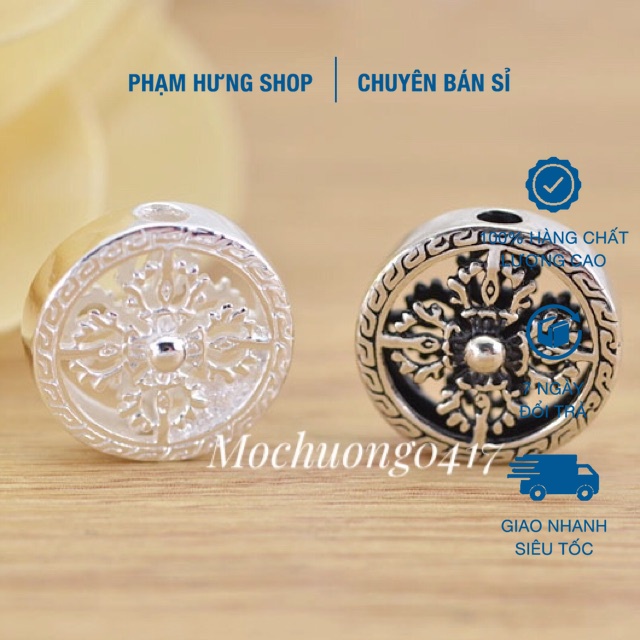 Charm bánh xe pháp luân bạc hàng cao cấp - Bạc loại 1, PH815
