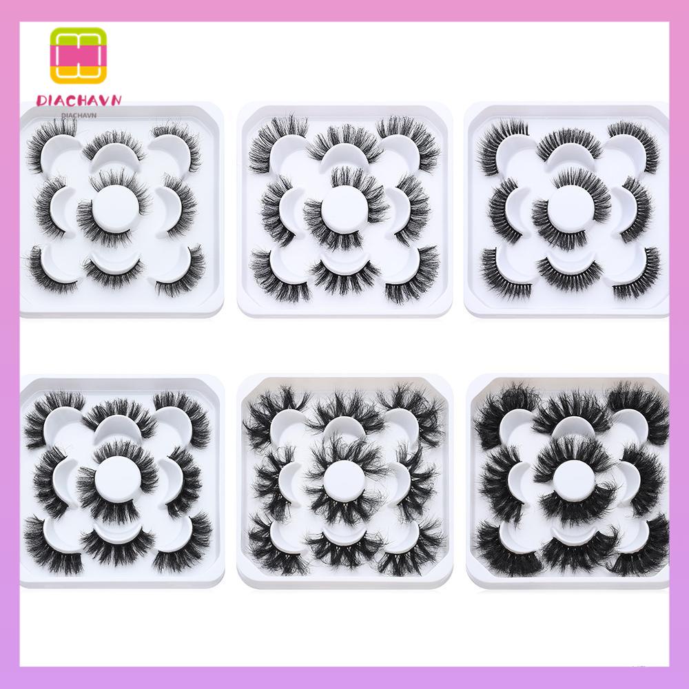 DIACHAVN Set 5 Cặp Lông Mi Giả 3D Trang Điểm Làm Đẹp Cho Nữ